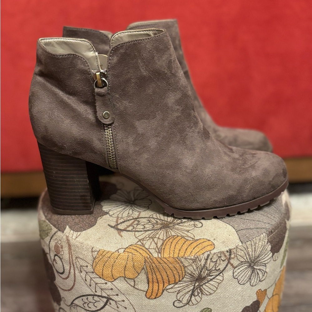 Suede Ankle Boots - Brown